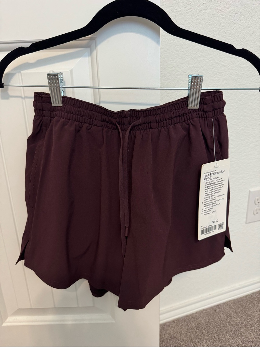Lululemon Pace Rival High Rise Shorts 3”-Goodnight Plum-Size 4